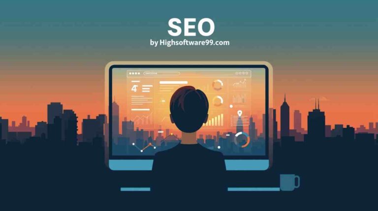 SEO by HighSoftware99.com: Powerful Secrets That Work Fast SEO by HighSoftware99.com dashboard showing website audit results with keyword rankings and technical SEO recommendations for business growth
